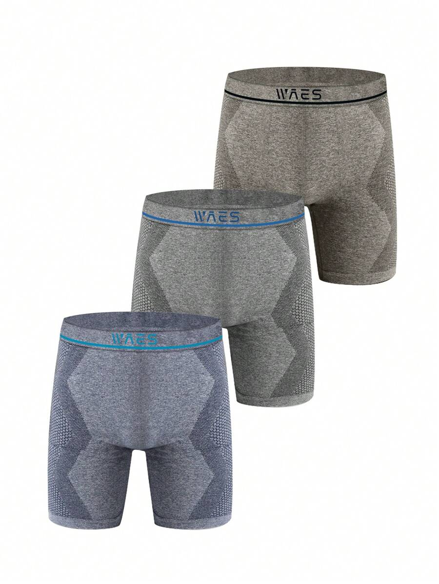 Men's Seamless Long Leg Boxer Briefs (3 Pcs/pack) - Multicolor - View 1