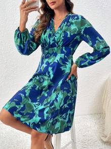 SHEIN LUNE Của phụ nữ In Tay áo lồng đèn Đầm - Nhiều màu - Xem 5