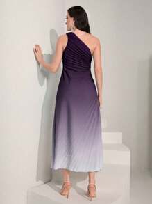 Modelyn Vestido con un solo hombro con gradiente y drapeado para mujer - Morado - Ver 2