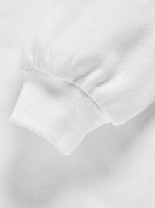 SHEIN 少女圓領連帽衫,印有文字圖案 - 白色 - 查看 3