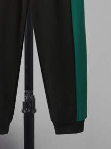 SHEIN Tween 男孩拼色圓領運動衫和運動褲套裝 - 彩色 - 查看 7