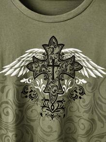 ROMWE Grunge Punk 女士拼色翼形图案落肩长袖二合一 T 恤，学校