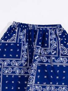 Boys' Leisure Parachute Style Full Print Drawstring Sweatpants - Navy Blue - View 3