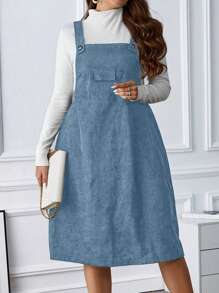 SHEIN LUNE Plus Size Women's Overall Dress - Blue - View 3