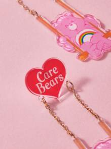 ROMWE X Care Bears 1對彩虹圖案裝飾的心形和熊形耳環 - 彩色 - 查看 7