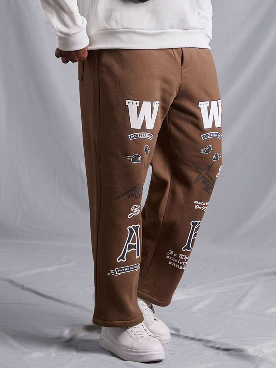 Men's Plus Size Loose Fit Casual Sweatpants With Letter Print
