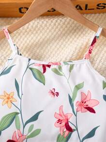 SHEIN Bộ hai mảnh Gái Nơ Bướm Quần paper-bag Hoa Boho - trắng - Xem 6