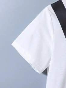 SHEIN 男童卡通熊印花短袖t恤和格紋休閑褲套裝 - 彩色 - 查看 3