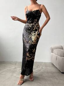 RueChic Sequin Bodycon Cami Cocktail Party Dress - Multicolor - View 4