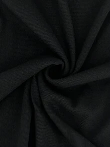 SHEIN Unity Solid Color Ribbed Women'S Bodysuit Fall Cloth For Women - Black - View 5