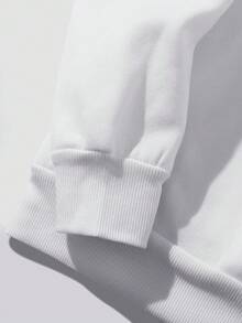 SHEIN EZwear 女士帽兜印花套頭衫 - 白色 - 查看 3