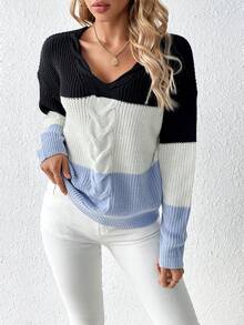 SHEIN LUNE 女童落肩撞色毛衣套頭衫 - 彩色 - 查看 6