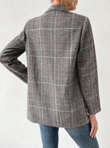SHEIN Essnce Của phụ nữ Kẻ sọc Khăn quàng Áo vest - Xám - Xem 2