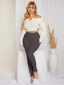 SHEIN SXY 高腰修身打底褲 - 深灰色 - 查看 7