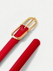MOTF PREMIUM SLIM GOLDTONE BUCKLE BELT ELEGANT,SCHOOL - Red - View 6