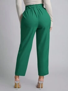 SHEIN PETITE Solid Color Cone Shape High-waisted Pants