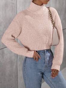 Chiquease Women'S Solid Color Turtleneck Sweater - Beige - View 4