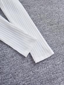 SHEIN 2pcs/Pack Young Girl Basic Solid Color Stand Collar Long Sleeve Top For Autumn And Winter - Black and White - View 5