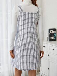 SHEIN LUNE 女式格紋連身裙 - 白色 - 查看 2