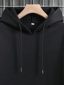 Manfinity EMRG 男士长袖连帽衫，带有骷髅和蘑菇图案印花，男朋友礼物 - 黑色 - 查看 3