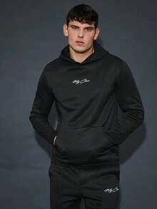 GENTILAND Men's Hooded Sweatshirt And Long Pants Set - Black - View 3