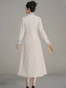 新中式女冬季呢子大衣復古合身風衣外套