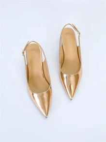 Của phụ nữ Phong cách Đơn giản Pointed Toe Dày Gót chân Giày Slingback Giày dép , Đúng mốt Cao gót Đối với Các bữa tiệc , Thanh lịch - Rượu sâm banh - Xem 4