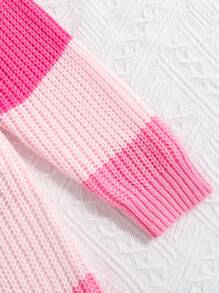 SHEIN Young Girl Simple And Stylish Striped Gradient Color Dress - Pink - View 3