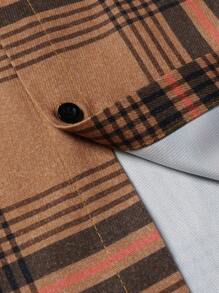 Manfinity Homme Loose Fit Men's Plaid Checkered Flap Pocket Shacket - Brown - View 4