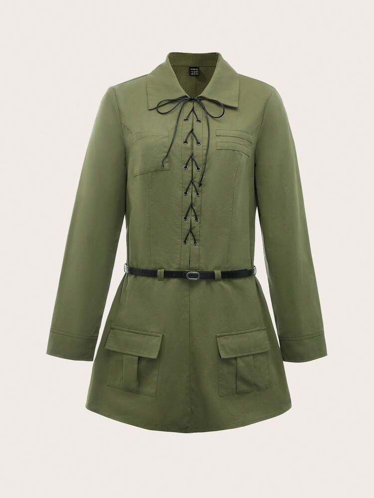 Women's Utility Belted Overall Dress