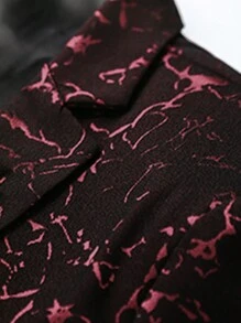 Men Jacquard Single Button Suit - Burgundy - View 3