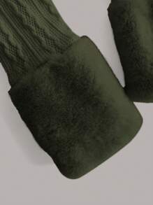 SHEIN MOD Của phụ nữ Dệt kim Vòng cổ Áo khoác - xanh quân đội - Xem 4