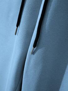 Manfinity Homme Men's Blue Letter Print Pullover Hoodie And Casual Sports Pants 2pcs/set