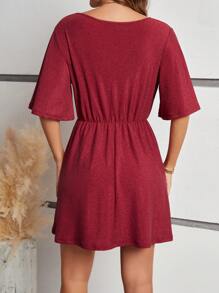 SHEIN Frenchy Vrouwen Effen kleur V-hals Jurken