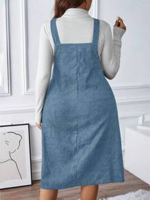 SHEIN LUNE Plus Size Women's Overall Dress - Blue - View 2