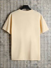 Men's Printed Simple Round Neck Short Sleeve T-shirt - Apricot - View 2