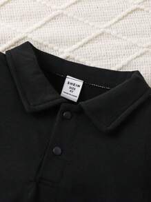 SHEIN 2入組幼童男孩條紋袖口短袖polo衫 - 彩色 - 查看 3