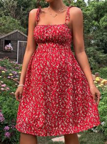 SHEIN Maternity Ditsy Floral Tie Shoulder Cami Dress