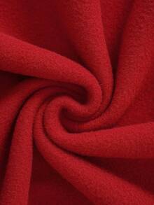 SHEIN LUNE Letter Print Hoodie With Kangaroo Pocket And Warm Lining - Red - View 6