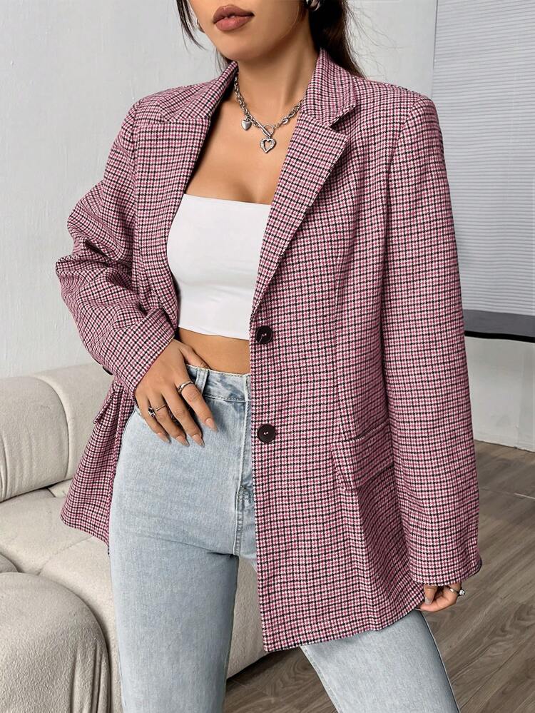 Women'S Slim Plaid Blazer Fall Cloth For Women