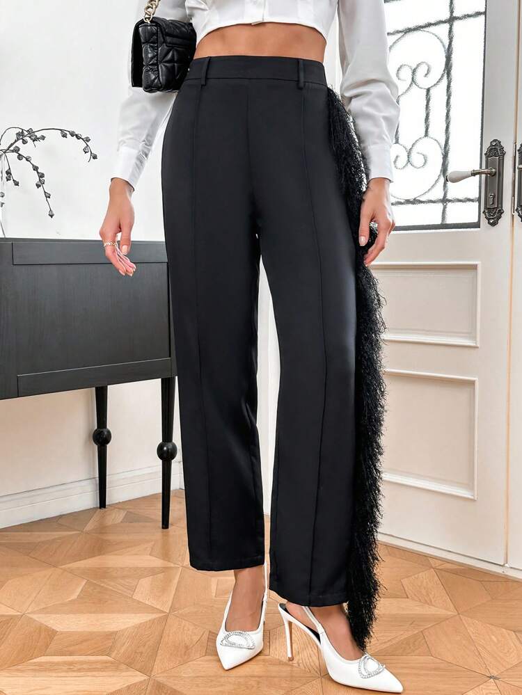 Women's Solid Color Patchwork Fleece Trim Drawstring Pants