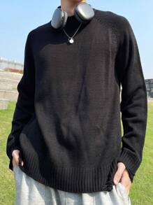 Manfinity Hypemode Men's Raglan Sleeve Sweater - Black - View 5