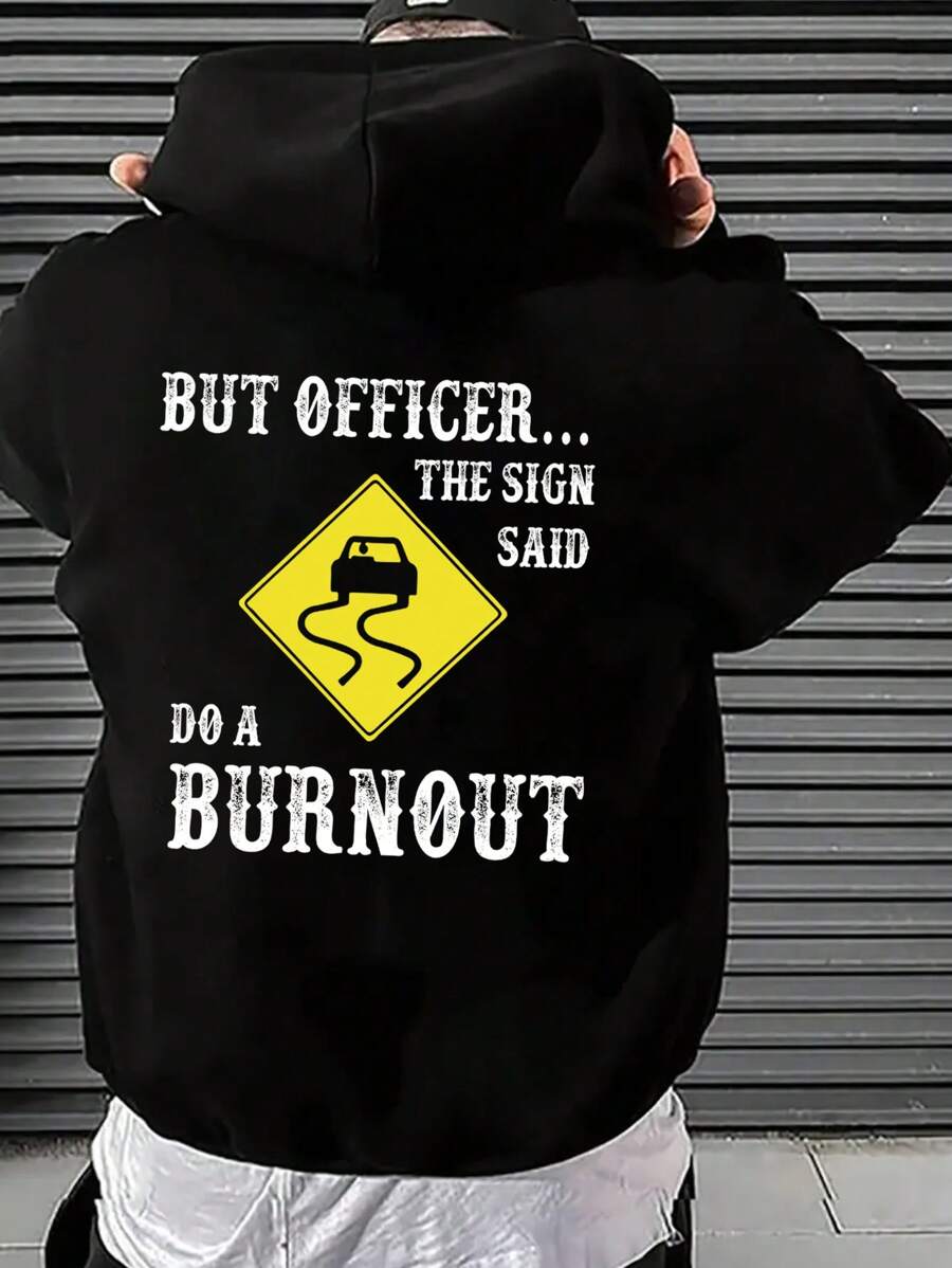 Manfinity Dauomo Áo hoodie nam in hình xe hơi và khẩu hiệu, lót nhiệt, dành cho mùa thu đông - màu đen - Xem 1