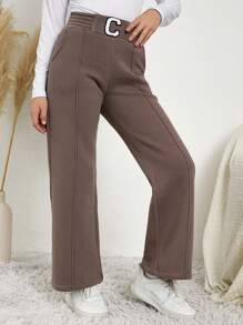 RueChic Nastoletnie dziewczyny Dekoracyjne naszycie z napisem Z paskiem Szew z przodu Podszewka termiczna Spodnie