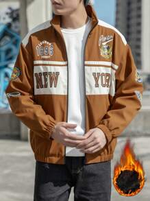 Manfinity LEGND 宽松男士加厚字母印花羽绒服 - 卡其色 - 查看 8