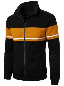 Manfinity Homme Nam Khối màu Dây kéo mặt trước Hoodie - màu đen - Xem 1