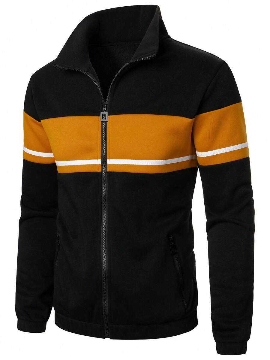 Manfinity Homme Nam Khối màu Dây kéo mặt trước Hoodie - màu đen - Xem 1