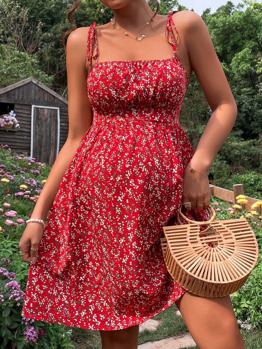 SHEIN Maternity Ditsy Floral Tie Shoulder Cami Dress