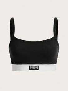 SHEIN EZwear 女士針織拼色背心上衣 - 黑與白 - 查看 1