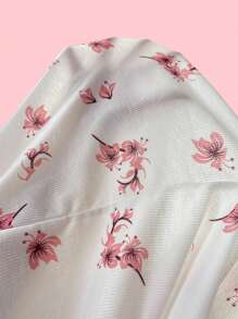 Women's Floral Print Pajama Set With Contrast Trim, Fall Winter Clothes - Hot Pink - View 6